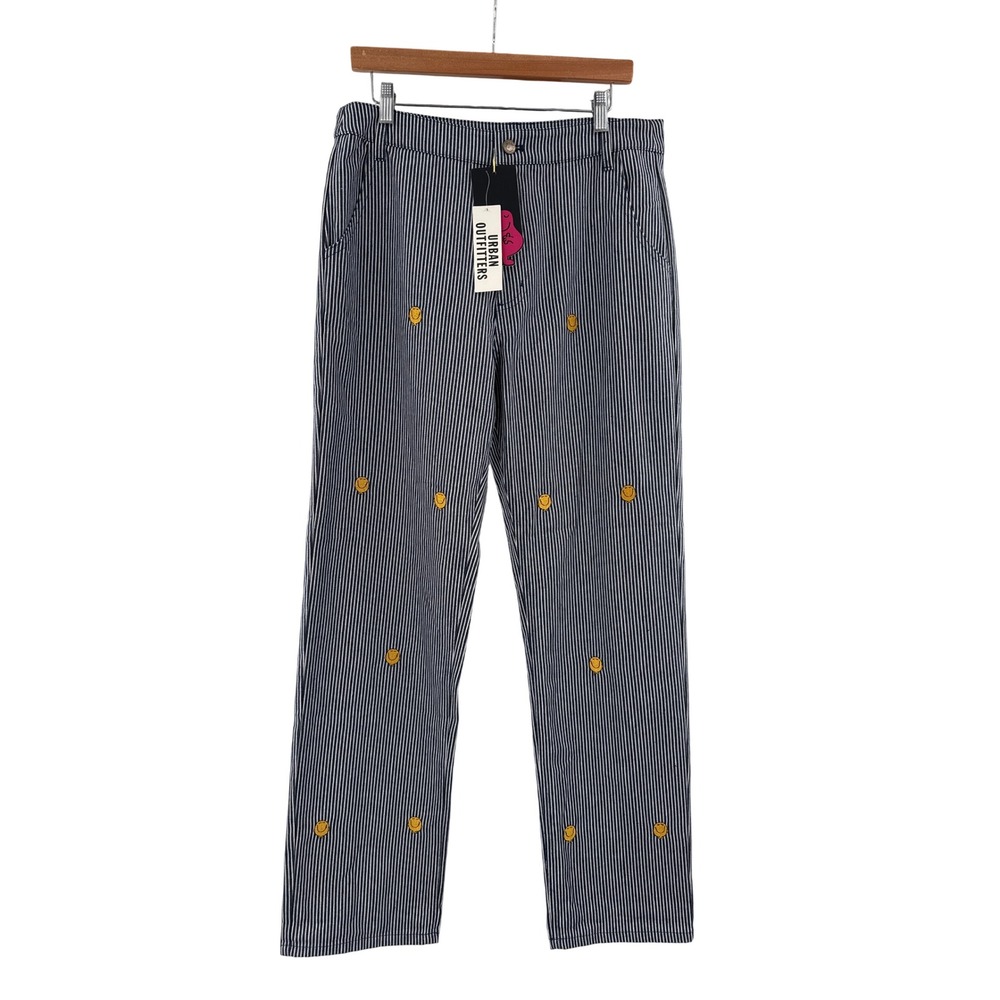 Lazy Oaf Trousers‎ Men 32x32 Blue Mr Men Little Miss Hickory Stripe Happy Face